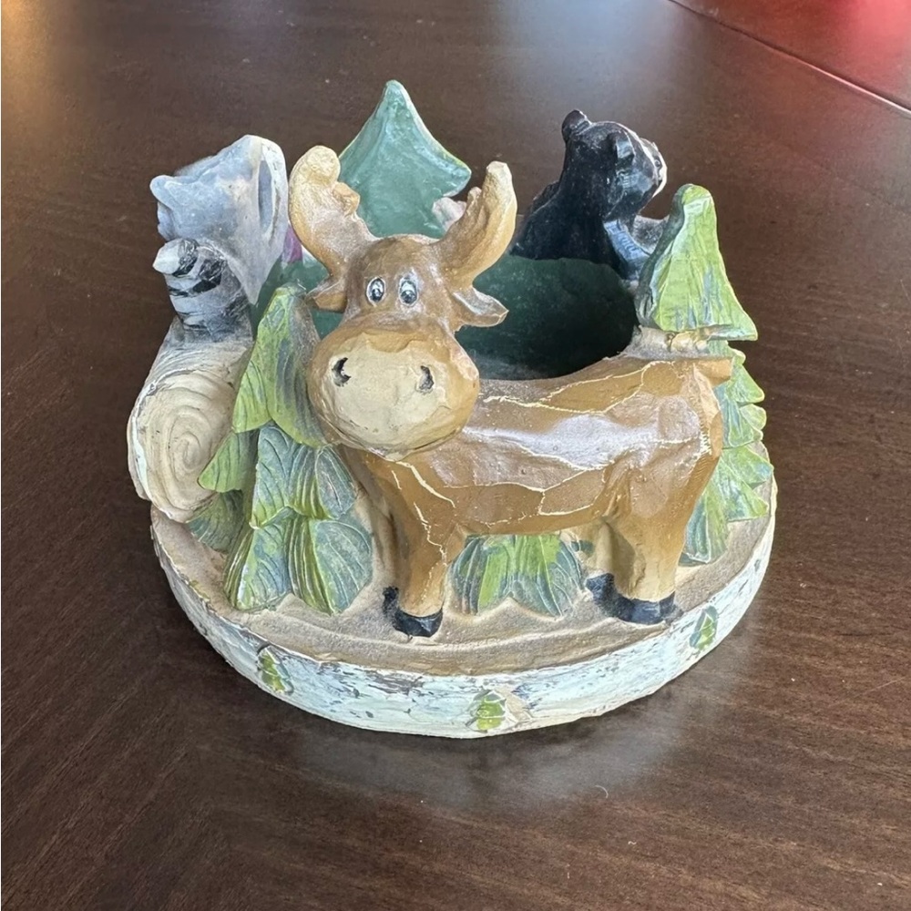 Yankee Candle Mountain Lodge Votive Candle Holder Moose Bear Cabin 2011